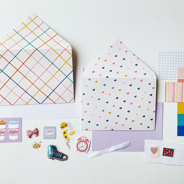 80s style stationery set - Throwback retro penpal kit - 1980s snail mail kit - Rainbow letter writing set - Gift for children of the 80s