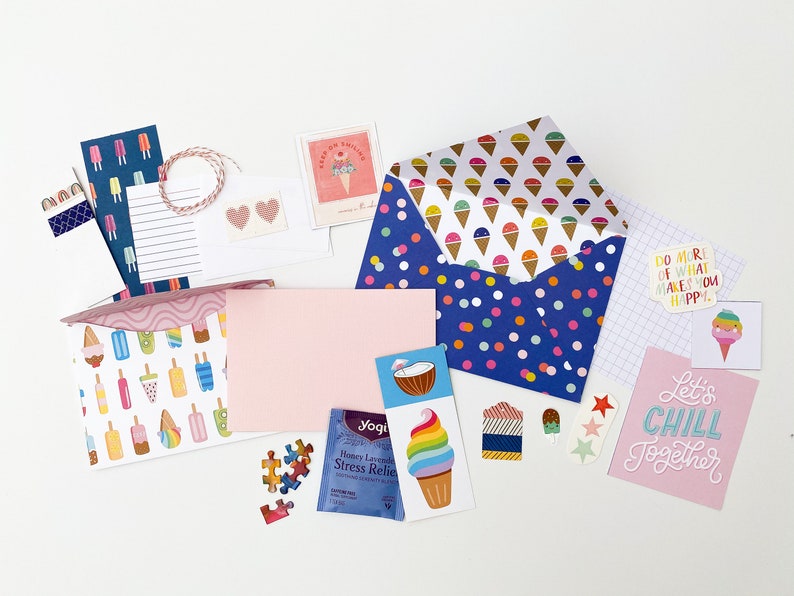 Ice cream penpal starter set  Adorable kids snail mail kit  image 0