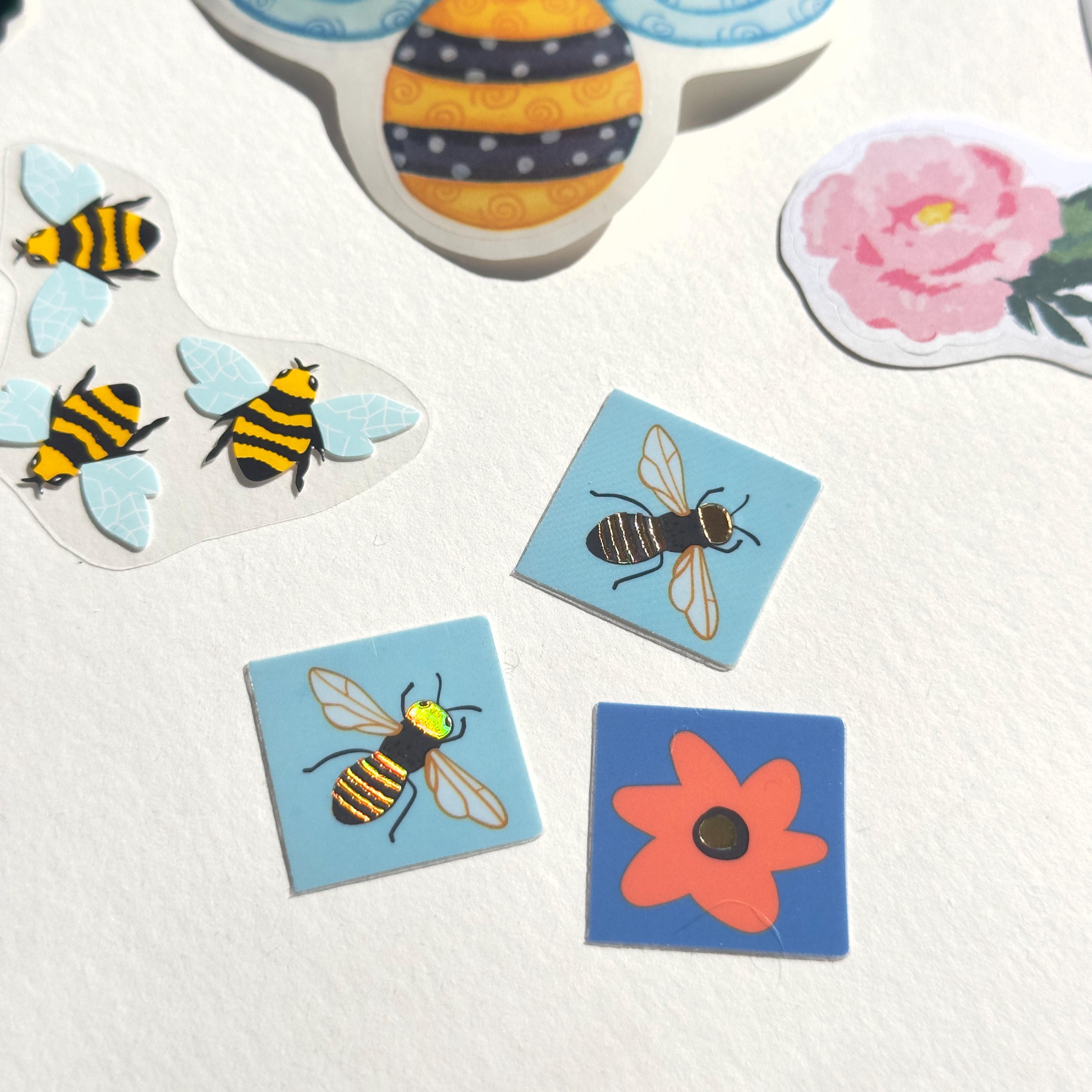 Bees Sticker Pack, Small Sticker Set, Curated Honeybees Sticker Flakes ...