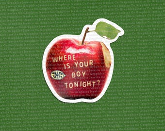 Pegatina inspirada en Fall Out Boy de Grand Theft Autumn Apple con diseño de Pop Punk Elder Emo Llévate esto a la tumba