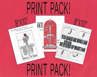 Póster artístico MCR de 8" x 10", paquete de 3 impresiones. ¡Mi química, tres hurras! Armas convencionales.