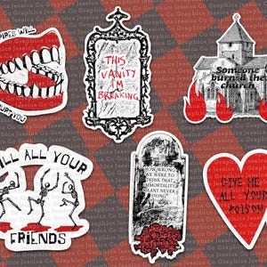 My Chemical Romance 6 Stickers Pack MCR Emo Vampires Horror Aesthetic Death Goth Demolition Lovers
