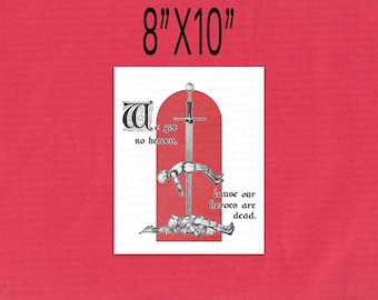 Póster artístico de 8"x10" de Tomorrow's Money MCR My Chem Knight: Espada medieval espeluznante, armas convencionales