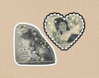 Pacote de adesivos Cat Dog Lover Duo Eu e meu cachorro Phoebe Bridgers Gatos Cães Amantes de livros Adesivos de amizade Vintage Retro
