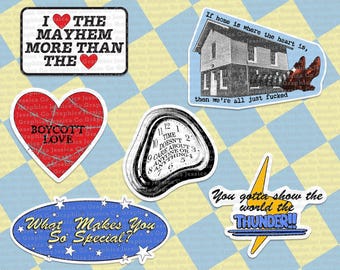 Paquete de 6 pegatinas inspiradas en Fall Out Boy de Folie à Deux, estética Pop Punk Elder Emo FOB