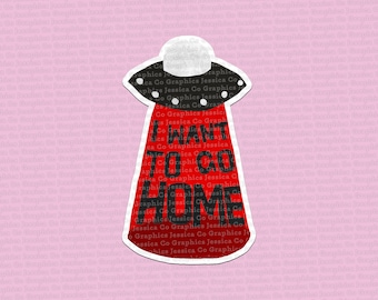 Pegatina de Phoebe del satélite chino Punisher OVNI Quiero ir a casa Collage Pharb Merchandising Chica triste