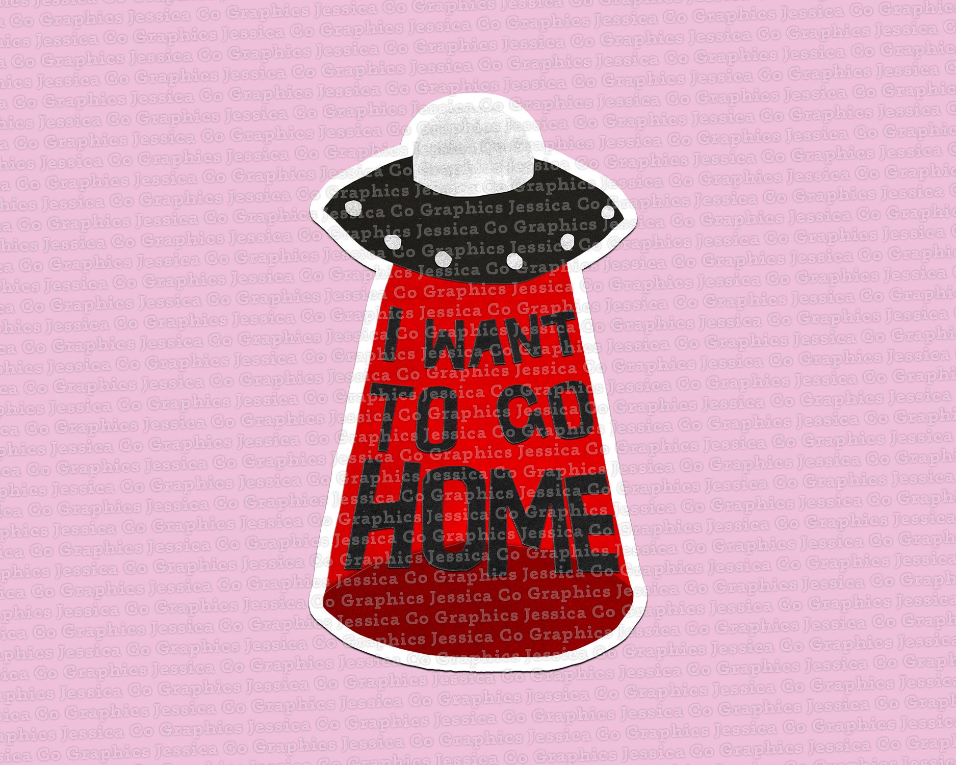Chinese satelliet Phoebe-sticker Punisher UFO I Want To Go Home Collage Pharb Merch Sad Girl