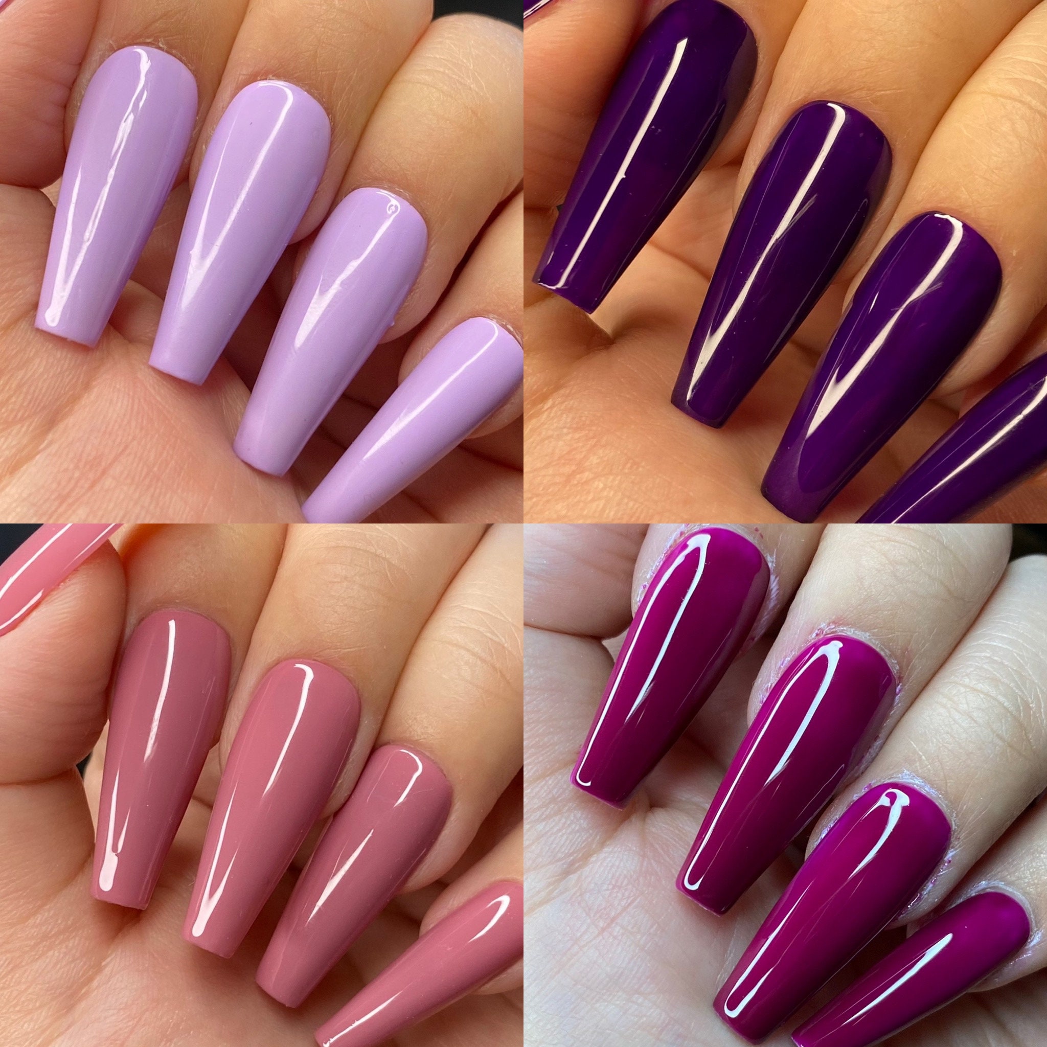 Solid Basic Color Press on Nails Lilac Lavender Mauve - Etsy Israel