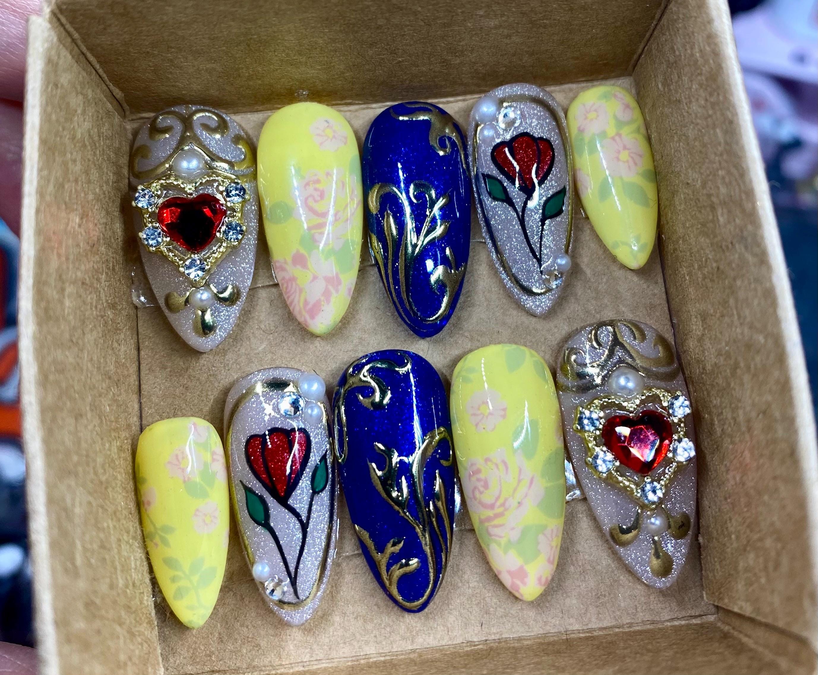 Beauty and the Beast Nails - Etsy