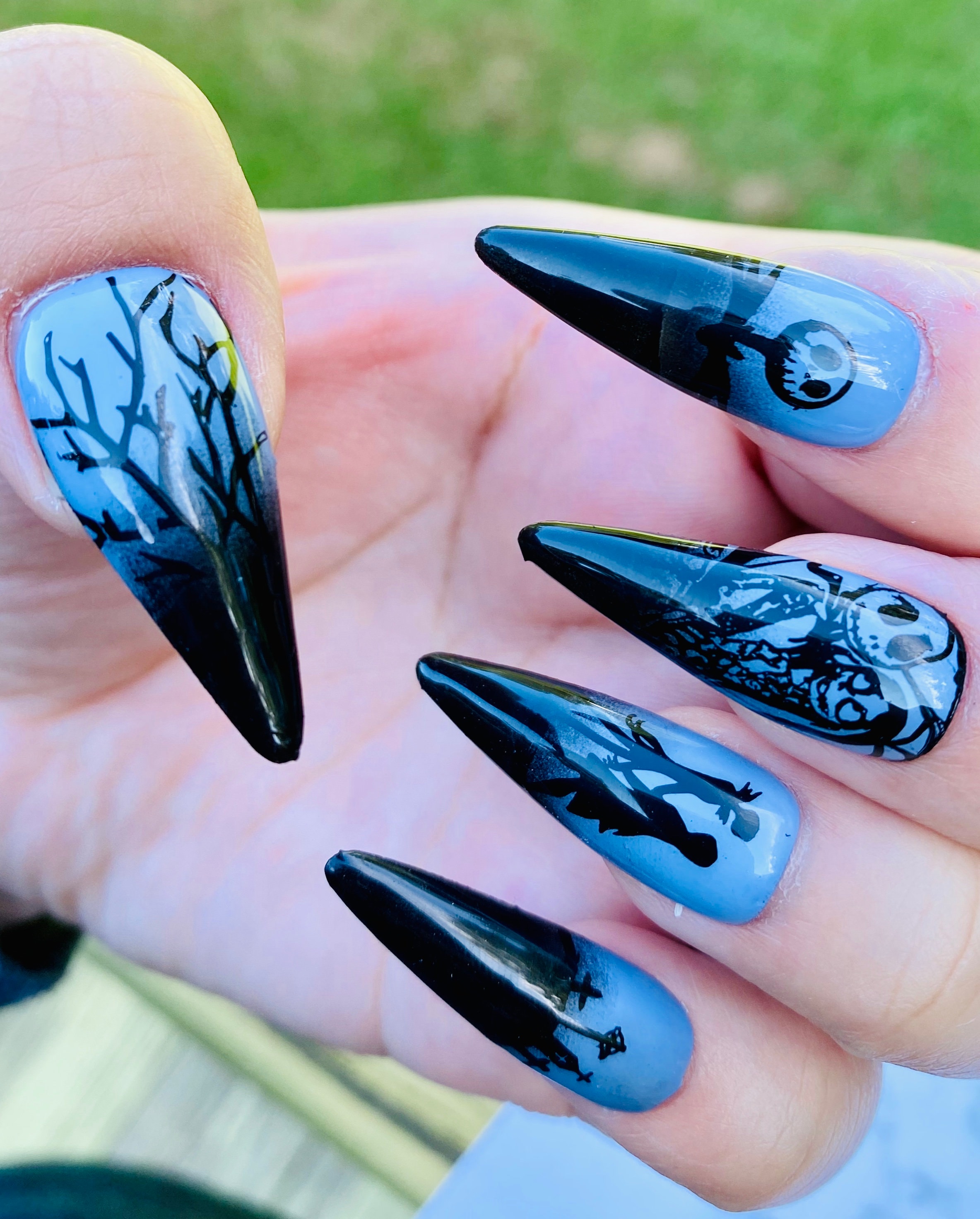 Pesadilla antes de Navidad-Jack-sally-negro gris ombré-uñas de - Etsy España