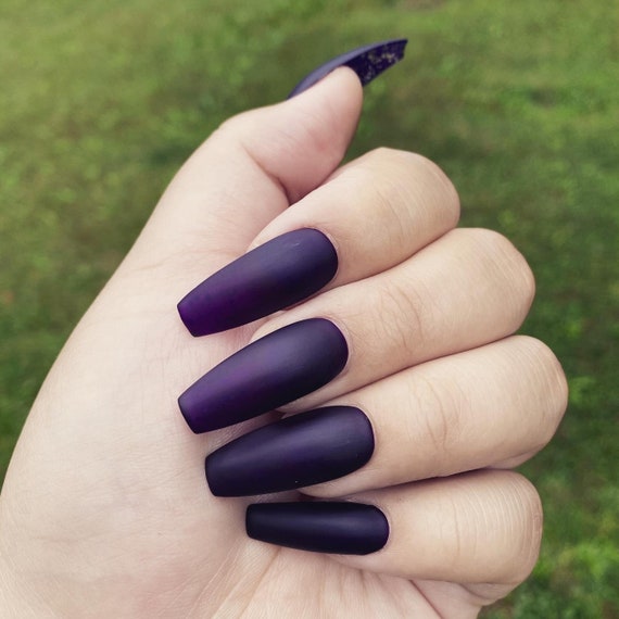 Velvet Matte Deep Purple Press On Nails With Peek A Boo Etsy Finland Velvet Matte Deep Purple Press On Nails With Peek A Boo Etsy Finland