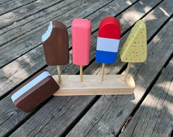 Wooden Ice Cream and Popsicle Set / wooden popsicle toy / wooden ice cream toy / Pretend play / open ended toy / kitchen play / montessori