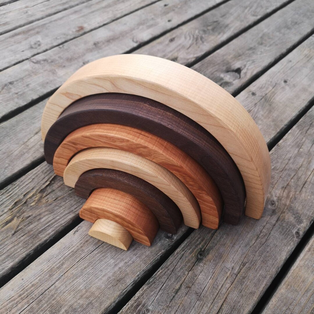 Natural Wooden Rainbow Stacker Stacking Rainbow Wooden