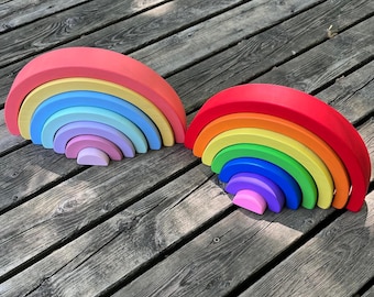 Rainbow Stacker / Stacking Rainbow / Pastel Rainbow / Wooden Rainbow / Montessori / Wooden Toy / Christmas Gift / 1st birthday / open ended