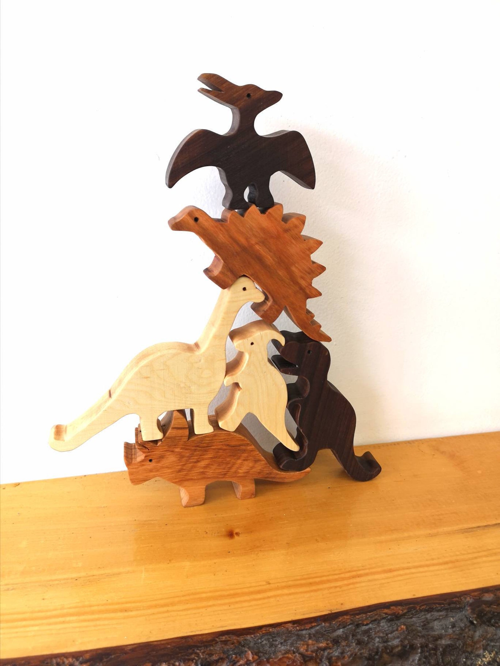 Wooden Dinosaur Set / Stacking Dinosaurs / Stacking Animals / Etsy Canada