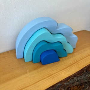 Wooden Stacking Wave / Wooden wave stacker / Wooden Ocean toys / Open ended toys / stacking toys / nesting toy / waldorf toy / montessori image 3