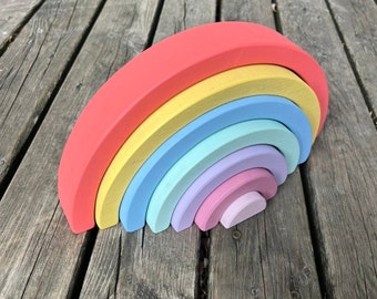 Pastel Rainbow / Rainbow Stacker / Stacking Rainbow / Wooden Rainbow / Montessori Toy/ Waldorf / Wooden Toy / Easter Gift / 1st birthday