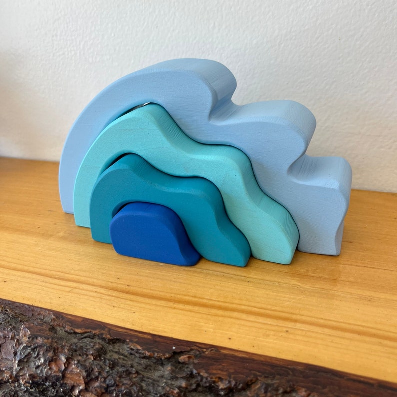 Wooden Stacking Wave / Wooden wave stacker / Wooden Ocean toys image 1