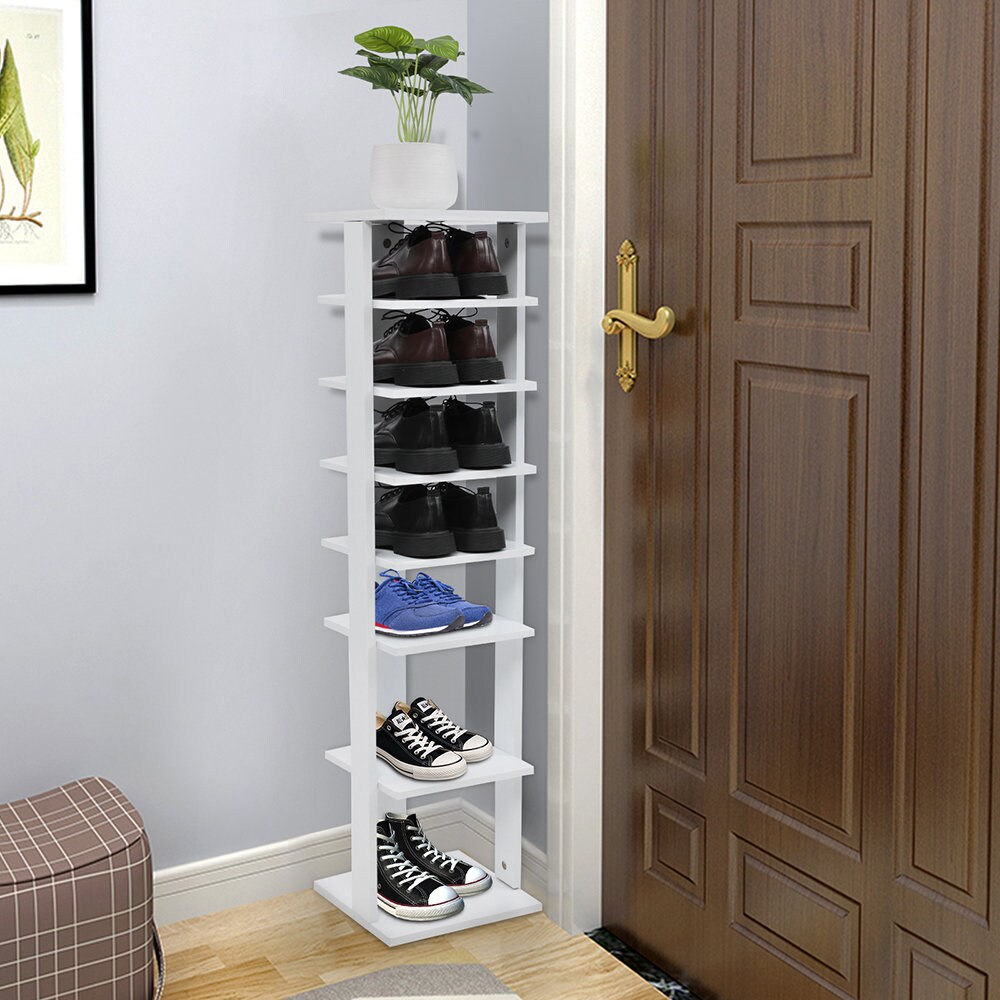 White 7 Tier Shoe Rack Shelf Shelving Storage Unit Etsy
