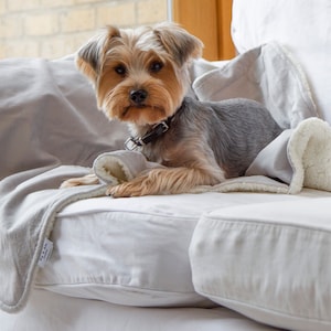 Isa & Ale、グレーペット犬用ベッドブランケット、子犬用ブランケット、犬用ブランケット、洗える防水犬用ブランケット 70 x 100 cm