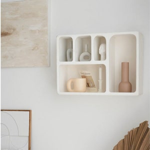 Decorative White Wall Shelf Boho Nordic Modern 2 Choices image 5