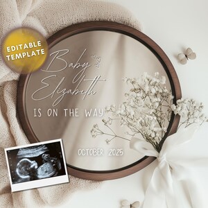 Mirror Pregnancy Announcement, Digital Neutral Baby Announcement, editable template minimalist pregnancy announcement, Gender Reveal Mirror