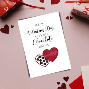 Anti-Valentines/ Tarjeta digital de San Valentín/ Tornillo San Valentín /Amigo/ Para él / ella/ Vamos a emborracharnos/ Chocolate / Tarjeta de felicitación/ Galentines