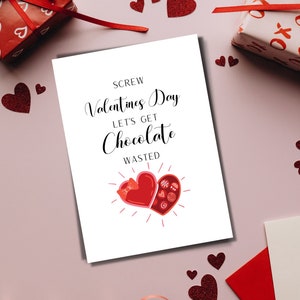 Anti-Valentines/ Tarjeta digital de San Valentín/ Tornillo San Valentín /Amigo/ Para él / ella/ Vamos a emborracharnos/ Chocolate / Tarjeta de felicitación/ Galentines