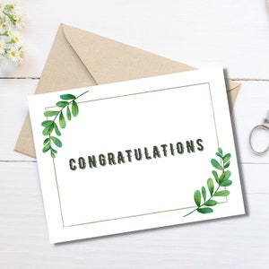 Gefeliciteerd kaart | Afstuderen | Afdrukbare wenskaart | Bruiloft | Senior | Promotiekaart | Pensioenkaart | Verloving | Echtscheiding | Nieuwe baan