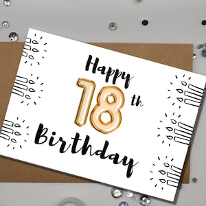 Biglietto di buon 18° compleanno / Compleanno della fidanzata / Biglietto del 18° compleanno / Biglietto di compleanno minimalista / Biglietto di buon compleanno / Compleanno con stampa digitale