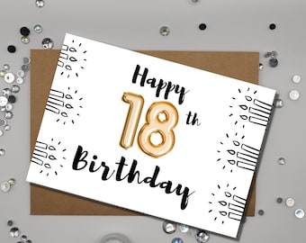 Happy 18th Birthday Card | Girlfriend birthday |18th Birthday Card| Minimalist Birthday Card | Happy Birthday Card | Digital Print Birthday