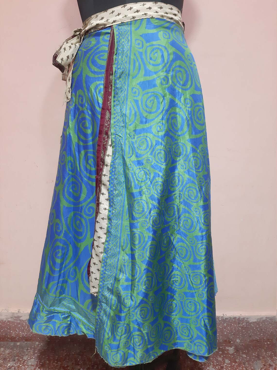 Plus size sari skirt/Double layer skirt /Recycled skirts/ Wrap Etsy