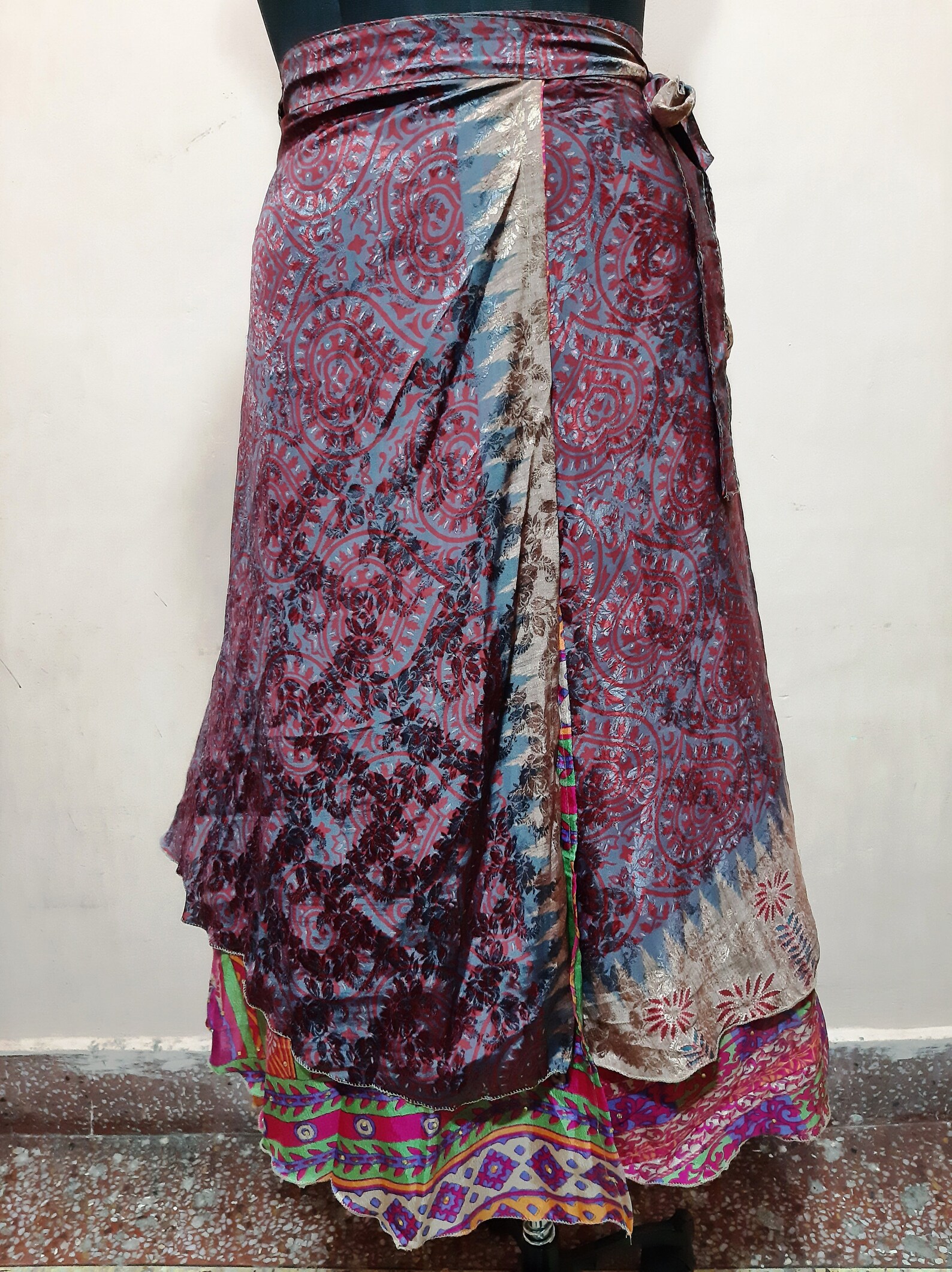 Silk Wrap Skirt/Indian Vintage Silk Long Skirt Women Wrap Etsy
