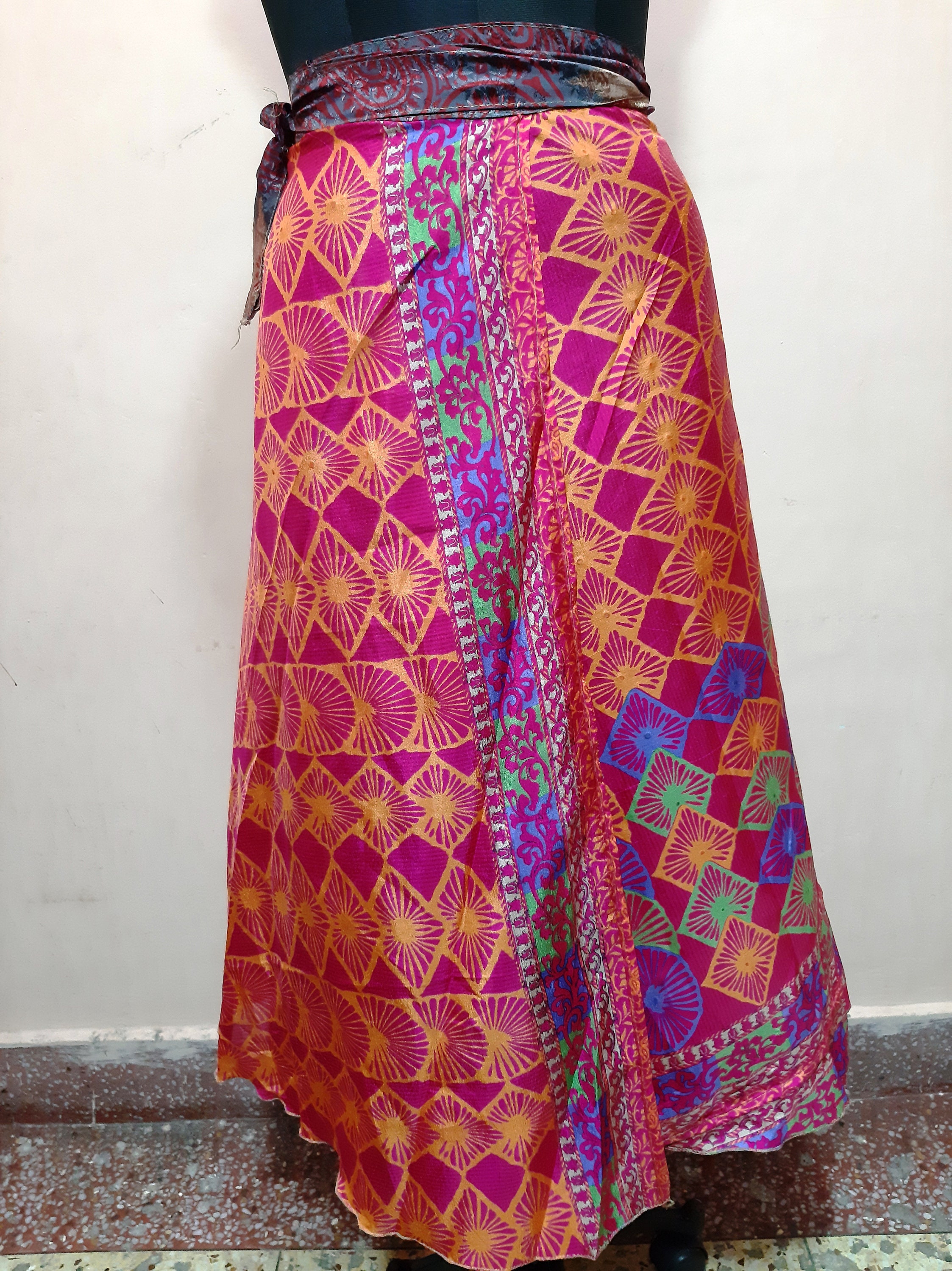 satin wrap skirt long