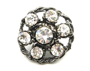 Antique rhinestone button (3pcs) - 22mm