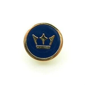 Crown buttons (5pcs) - 13mm; Shiny gold + Blue