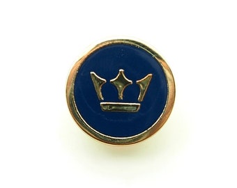 Crown buttons (5pcs) - 13mm; Shiny gold + Blue