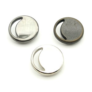 Cut out buttons (5 pcs) - 22mm; Shiny pewter/Shiny silver/Dark antique brass