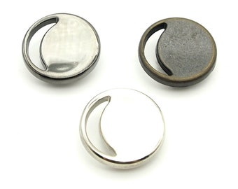 Boutons découpés (5 pièces) - 22 mm ; Étain brillant/Argent brillant/Laiton antique foncé