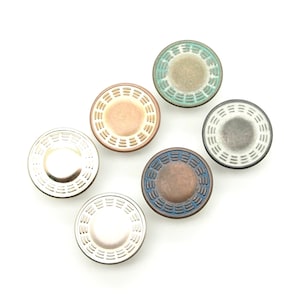 Bottone vintage per jeans (10 pezzi) - 17/19 mm; Stagno color rame/Oro chiaro/Argento perlato/Foglia di tè rosso/Lega/Ottone rustico/Rame blu