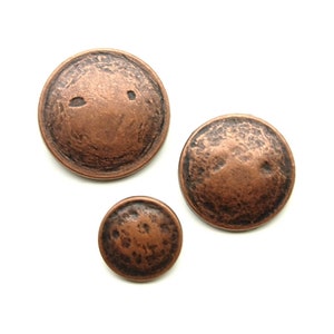 Antique copper hammered buttons (10pcs) - 15/18/23/25/29mm