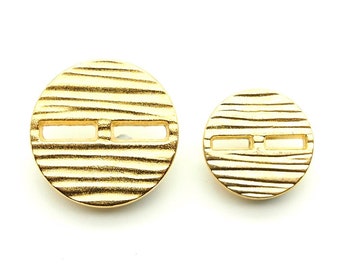 Vintage 2 hole gold button (10pcs) - 15/21mm