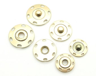 Gold sew on snaps (5pcs) - 16/20/22mm