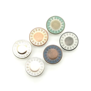 Vintage Baumwollknopf (10 Stück) - 17/19 mm; Kupferzinn / Hellgold / Perlensilber / Rotes Teeblatt / Legierung / Rustikales Messing / Blaues Kupfer