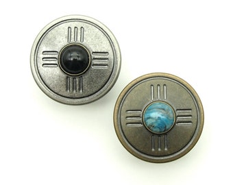 Navajo jean button (10pcs) - 20mm; Turquoise/Black