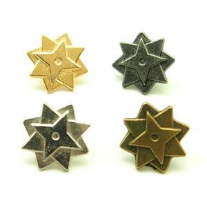 Bottone a stella piccolo (10 pezzi) - 12 mm; oro/peltro/argento/ottone antico