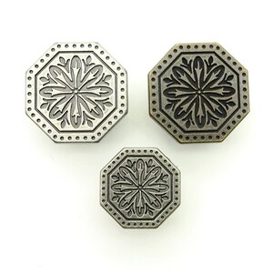 Snowflake jean button (10pcs) - 18/23mm; Dark silver/Antique brass