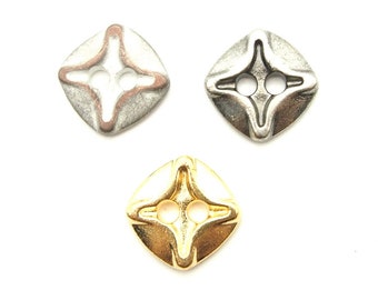 Small star 2 hole buttons (10pcs) - 12mm; Gold/Dark silver/Tin copper