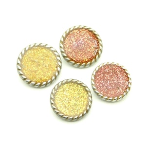 Glittery buttons (5pcs) - 20/23mm; Orange/Yellow