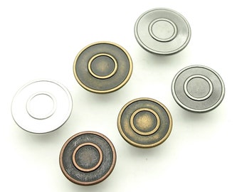 Circle jean buttons (10pcs) - 15/17/18mm; Pewter/Antique brass/Matte silver/Antique copper